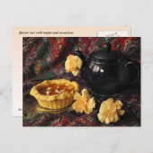 アプリコットタルトとティーポットとカーネーション ポストカード (正面/裏面)