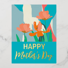 アプリコットチューリモダンップフローラハッピーマザーズデイ 箔シーズンポストカード