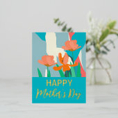 アプリコットチューリモダンップフローラハッピーマザーズデイ 箔シーズンポストカード (立ち正面)