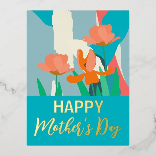 アプリコットチューリモダンップフローラハッピーマザーズデイ 箔シーズンポストカード (正面)