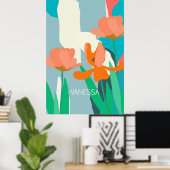 アプリコットチューリ芸術的ップモダンカラーブロックカスタム ポスター (ホームオフィス)