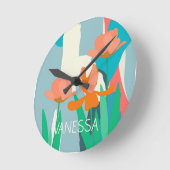 アプリコットチューリ芸術的ップモダンカラーブロックカスタム ラウンド壁時計 (傾斜)