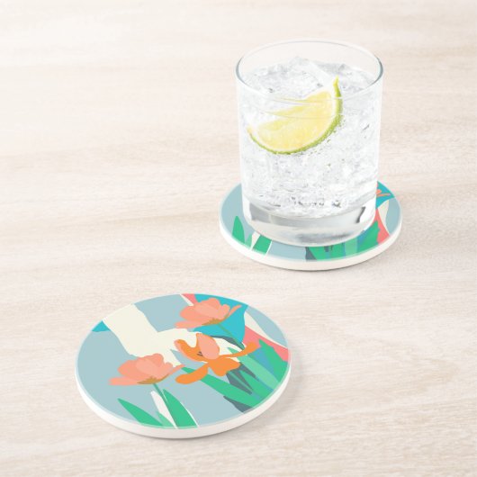 アプリコットチューリ芸術的ップモダンカラーブロック春 コースター (側面)