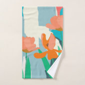 アプリコットチューリ芸術的ップモダンカラーブロック バスタオルセット (ハンドタオル)