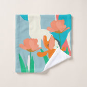 アプリコットチューリ芸術的ップモダンカラーブロック バスタオルセット (ウォッシュタオル)