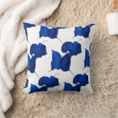 アプリコットツリー葉ブルー装飾用クッション クッション (ブランケット)