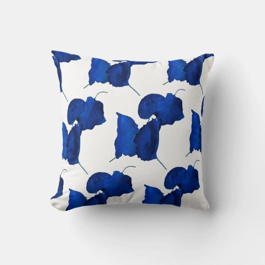 アプリコットツリー葉ブルー装飾用クッション クッション (正面)