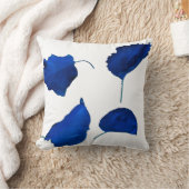 アプリコットツリー葉ブルー装飾用クッション クッション (ブランケット)