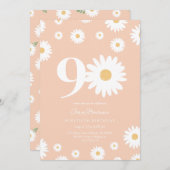 アプリコットデイジー90番目の誕生日招待状 招待状 (正面/裏面)