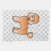 アプリコットトイプードルかわいい漫画の犬 キッチンタオル (横)