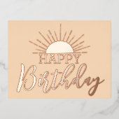 アプリコットハッピーバースデーサンシャインバラ金ゴールド 箔シーズンポストカード (正面)