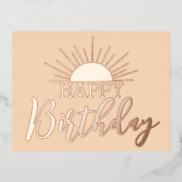 アプリコットハッピーバースデーサンシャインバラ金ゴールド 箔シーズンポストカード
