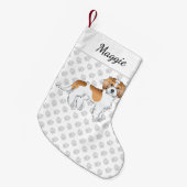 アプリコットパルティカラーミニゴールデンドールドッグ&ネーム スモールクリスマスストッキング (正面 (吊り時))