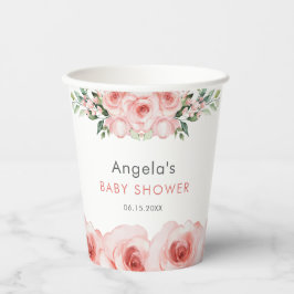 アプリコットピンクの薔薇 赤ちゃんの開花シャワー  紙コップ