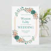 アプリコットピーチエメラルドシンプル結婚式招待状 招待状 (スタンド正面)