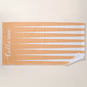 アプリコットピーチオレンジプリートトライアングルデザイン ビーチタオル (正面)