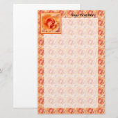 アプリコットピーチバラフラワークローズアップフォトデザイン 便箋 (正面/裏面)