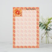 アプリコットピーチバラフラワークローズアップフォトデザイン 便箋 (スタンド正面)