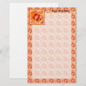 アプリコットピーチバラフラワークローズアップフォトデザイン 便箋 (正面/裏面)