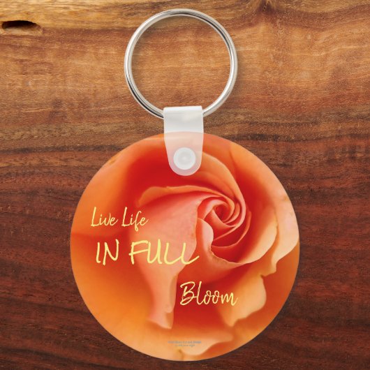 アプリコットピーチバラフラワークローズアップ写真 キーホルダー (正面)