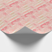 アプリコットピーチピンクフローラストライプの模様 ラッピングペーパー (角)