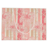 アプリコットピーチピンクフローラストライプの模様 ラージペーパーバッグ (裏面)
