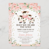 アプリコットフローラニュース牛の赤ちゃんシャワー 招待状 (正面/裏面)