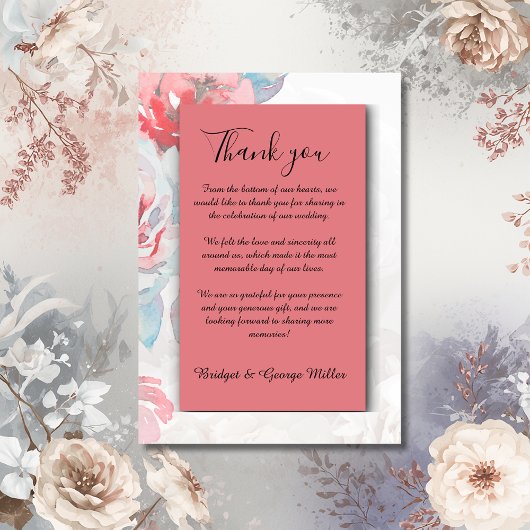 アプリコットフローラ水彩野花バラ結婚ズ サンキューカード