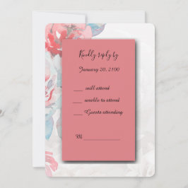 アプリコットフローラ水色バラRSVP応答カード