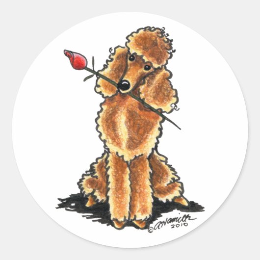 アプリコットプードルスイートアートバレンタインズ ラウンドシール (正面)