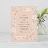 アプリコットペイントの芍薬の結婚式 招待状 (スタンド正面)