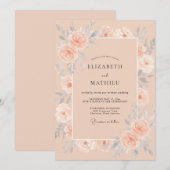 アプリコットペイントの芍薬の結婚式 招待状 (正面/裏面)