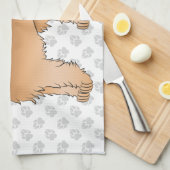 アプリコットミニゴルデンドルキュートな漫画の犬と手 キッチンタオル (四つ折り)