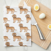 アプリコットミニゴールデンドールかわいい漫画の犬のパターン キッチンタオル (四つ折り)