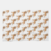 アプリコットミニゴールデンドールかわいい漫画の犬のパターン キッチンタオル (横)