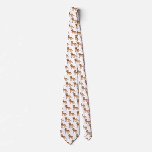 アプリコットミニゴールデンドールかわいい漫画の犬のパターン ネクタイ (正面)
