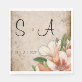 アプリコットリリーヴィンテージウェディング スタンダードランチョンナプキン (正面)