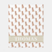 アプリコットレッドパーソナライズされたゴールデンドードル フリースブランケット (正面)