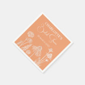 アプリコットワイルドフラワースケッチフローラブライダルシャワー スタンダードカクテルナプキン (角)