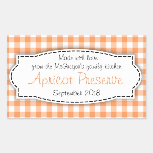 アプリコット保存ジャムオレンジの食品ラベルのシール 長方形シール (正面)