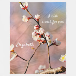 アプリコット日本のの花の芽 フリースブランケット