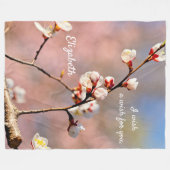 アプリコット日本のの花の芽 フリースブランケット (正面(横))