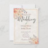 アプリコット水彩フローラ結婚式招待状 招待状 (正面)