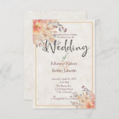 アプリコット水彩フローラ結婚式招待状 招待状 (正面/裏面)