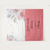 アプリコット水彩抽象芸術牡丹バラ結婚ズ タペストリー (正面(横))