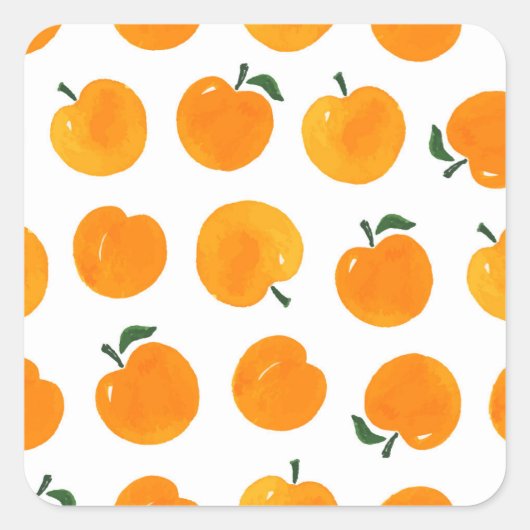 アプリコット水彩白地ヴィンテージ スクエアシール (正面)