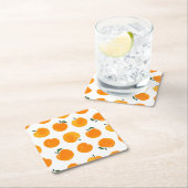 アプリコット水彩白地ヴィンテージ スクエアペーパーコースター (インサイチュ)