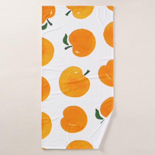 アプリコット水彩白地ヴィンテージ バスタオル (バスタオル)