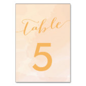アプリコット水結婚色のテーブル番号カード テーブルナンバー (裏面)