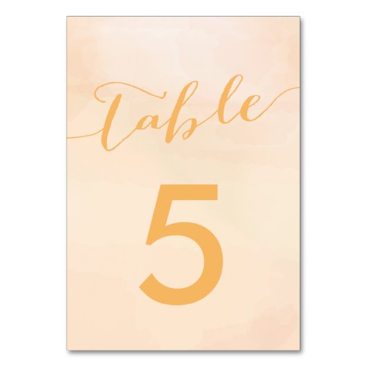 アプリコット水結婚色のテーブル番号カード テーブルナンバー (正面)